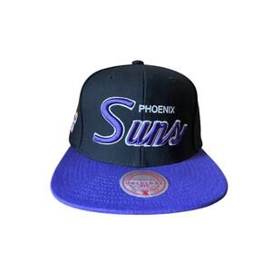 NBA Phoenix Suns Script Mitchell & Ness Black on Purple Bill Snapback OSFA Hat